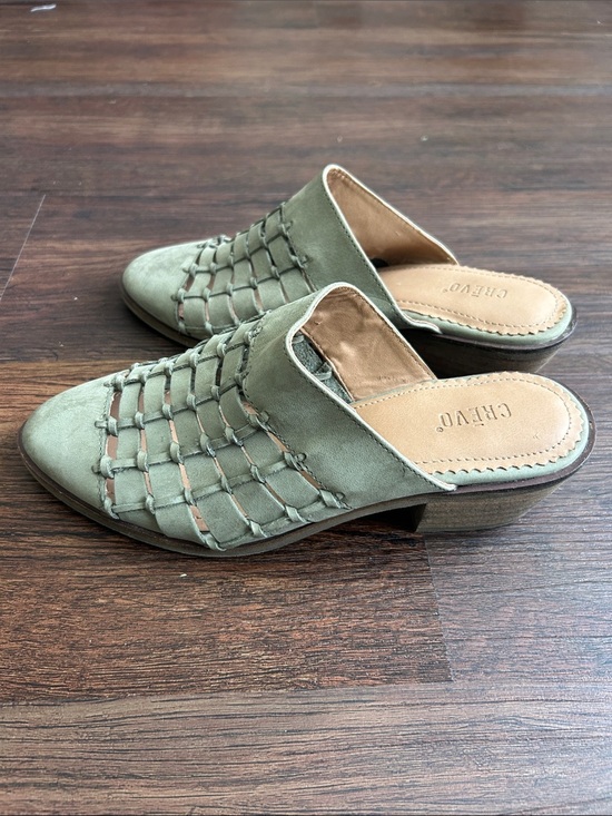 Crēvo Shoes - Crevo Luella woven leather mule sandals-sage green, size 8